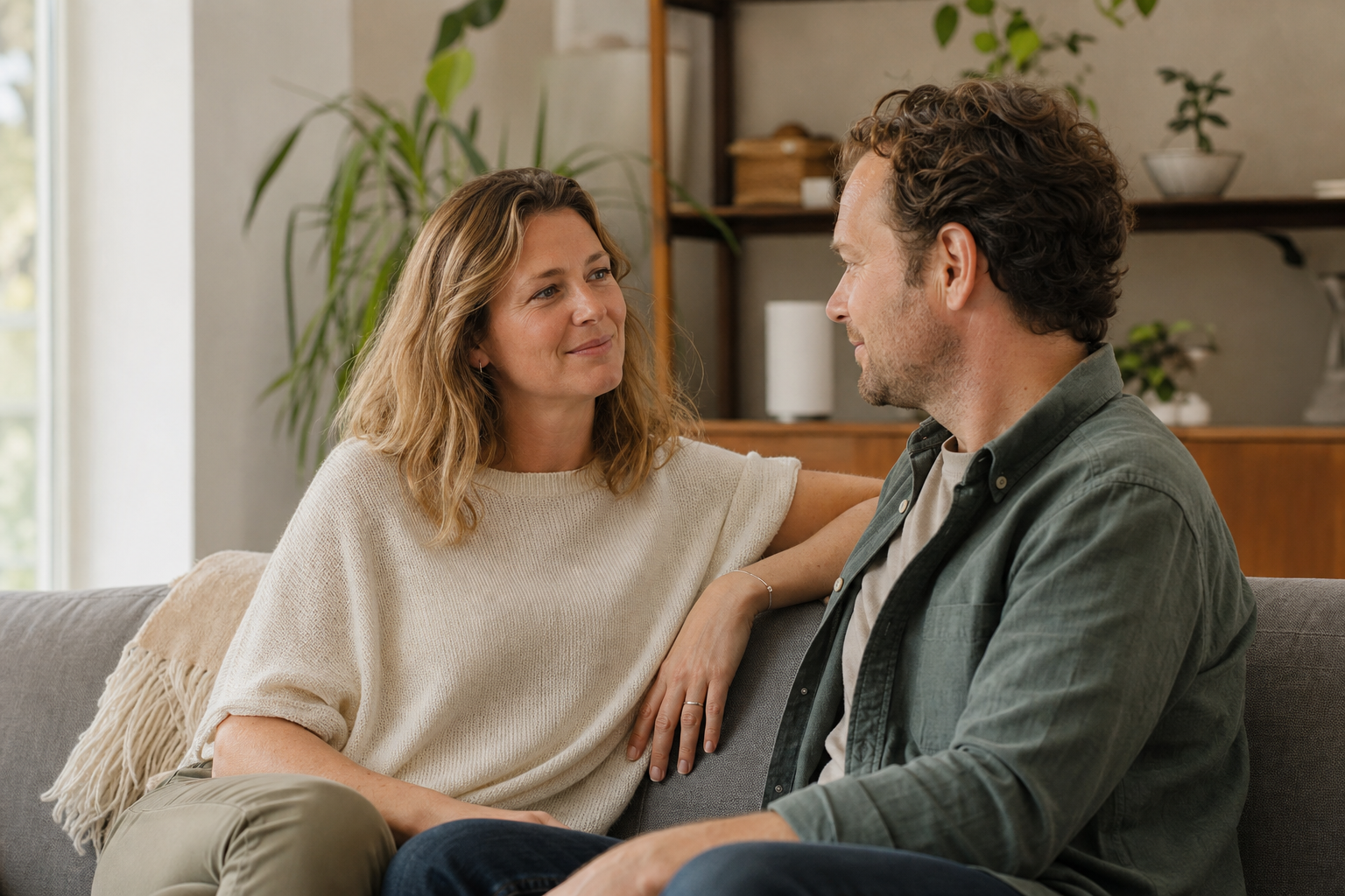Sophie en Max praten thuis met aandacht met elkaar